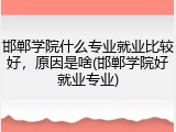 邯郸学院什么专业就业比较好，原因是啥(邯郸学院好就业专业)