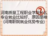 河南质量工程职业学院什么专业就业比较好，原因是啥(河南职院就业优势专业)