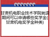 甘肃机电职业技术学院就读期间可以申请哪些奖学金(甘肃机电奖学金种类)