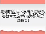 乌海职业技术学院的思想政治教育怎么样(乌海职院思政教育)