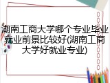 湖南工商大学哪个专业毕业就业前景比较好(湖南工商大学好就业专业)