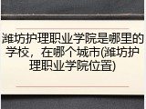 潍坊护理职业学院是哪里的学校，在哪个城市(潍坊护理职业学院位置)