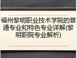 福州黎明职业技术学院的普通专业和特色专业详解(黎明职院专业解析)