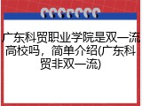 广东科贸职业学院是双一流高校吗，简单介绍(广东科贸非双一流)