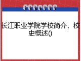 长江职业学院学校简介，校史概述()