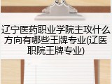 辽宁医药职业学院主攻什么方向有哪些王牌专业(辽医职院王牌专业)