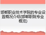 邯郸职业技术学院的专业设置概况介绍(邯郸职院专业概览)