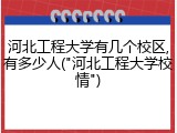 河北工程大学有几个校区,有多少人("河北工程大学校情")