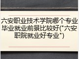 六安职业技术学院哪个专业毕业就业前景比较好("六安职院就业好专业")