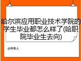 哈尔滨应用职业技术学院的学生毕业都怎么样了(哈职院毕业生去向)