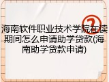海南软件职业技术学院在读期间怎么申请助学贷款(海南助学贷款申请)