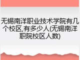 无锡南洋职业技术学院有几个校区,有多少人(无锡南洋职院校区人数)