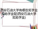 西安石油大学有哪些奖学金和助学金呢(西安石油大学奖助学金)