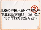 北京经济技术职业学院哪些专业就业前景好，为什么("北京职院好就业专业")