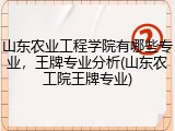 山东农业工程学院有哪些专业，王牌专业分析(山东农工院王牌专业)