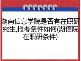 湖南信息学院是否有在职研究生,报考条件如何(湖信院在职研条件)