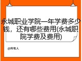 永城职业学院一年学费多少钱，还有哪些费用(永城职院学费及费用)