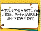 合肥科技职业学院可以自考去读吗，为什么(合肥科技职业学院自考条件)