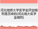 河北地质大学奖学金评定细则是怎样的(河北地大奖学金细则)