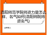 洛阳师范学院师资力量怎么样，名气如何(洛阳师院师资名气)