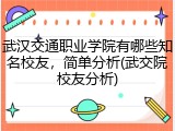武汉交通职业学院有哪些知名校友，简单分析(武交院校友分析)
