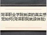 菏泽职业学院就读的真实感觉如何(菏泽职院就读体验)