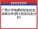 广西大学有哪些知名校友，简单分析(西大知名校友分析)