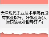 天津现代职业技术学院有没有就业指导，好就业吗(天津职院就业指导好吗)