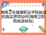 海南卫生健康职业学院就读的真实感觉如何(海南卫职院就读体验)