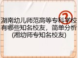 湖南幼儿师范高等专科学校有哪些知名校友，简单分析(湘幼师专知名校友)