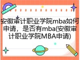 安徽审计职业学院mba如何申请，是否有mba(安徽审计职业学院MBA申请)