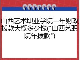 山西艺术职业学院一年财政拨款大概多少钱("山西艺职院年拨款")