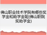 佛山职业技术学院有哪些奖学金和助学金呢(佛山职院奖助学金)