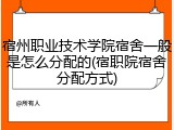 宿州职业技术学院宿舍一般是怎么分配的(宿职院宿舍分配方式)