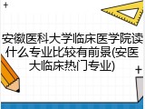 安徽医科大学临床医学院读什么专业比较有前景(安医大临床热门专业)