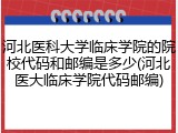 河北医科大学临床学院的院校代码和邮编是多少(河北医大临床学院代码邮编)
