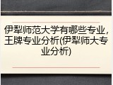 伊犁师范大学有哪些专业，王牌专业分析(伊犁师大专业分析)