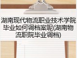 湖南现代物流职业技术学院毕业如何调档案呢(湖南物流职院毕业调档)