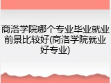 商洛学院哪个专业毕业就业前景比较好(商洛学院就业好专业)