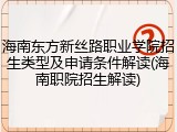 海南东方新丝路职业学院招生类型及申请条件解读(海南职院招生解读)