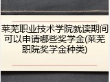 莱芜职业技术学院就读期间可以申请哪些奖学金(莱芜职院奖学金种类)