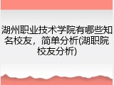 湖州职业技术学院有哪些知名校友，简单分析(湖职院校友分析)