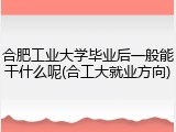 合肥工业大学毕业后一般能干什么呢(合工大就业方向)