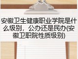 安徽卫生健康职业学院是什么级别，公办还是民办(安徽卫职院性质级别)