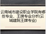 云南城市建设职业学院有哪些专业，王牌专业分析(云城建院王牌专业)