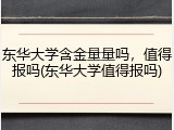 东华大学含金量量吗，值得报吗(东华大学值得报吗)