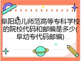 阜阳幼儿师范高等专科学校的院校代码和邮编是多少(阜幼专代码邮编)