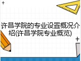 许昌学院的专业设置概况介绍(许昌学院专业概览)