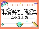 河北师范大学占地多少亩，什么情况下成立(河北师大面积及建校)