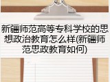 新疆师范高等专科学校的思想政治教育怎么样(新疆师范思政教育如何)